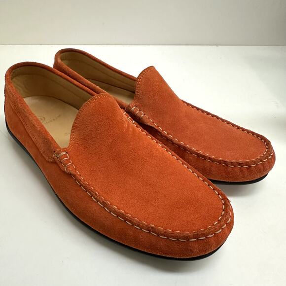 Austin Heller Whaler Handsewn Suede Leather Loafer Slip-On Coral Orange Pink 10 - Picture 1 of 10